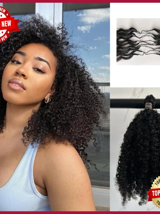 18 Inch Human Hair Extensions Afro Kinky Curly Knotless Crochet Braiding main image 5